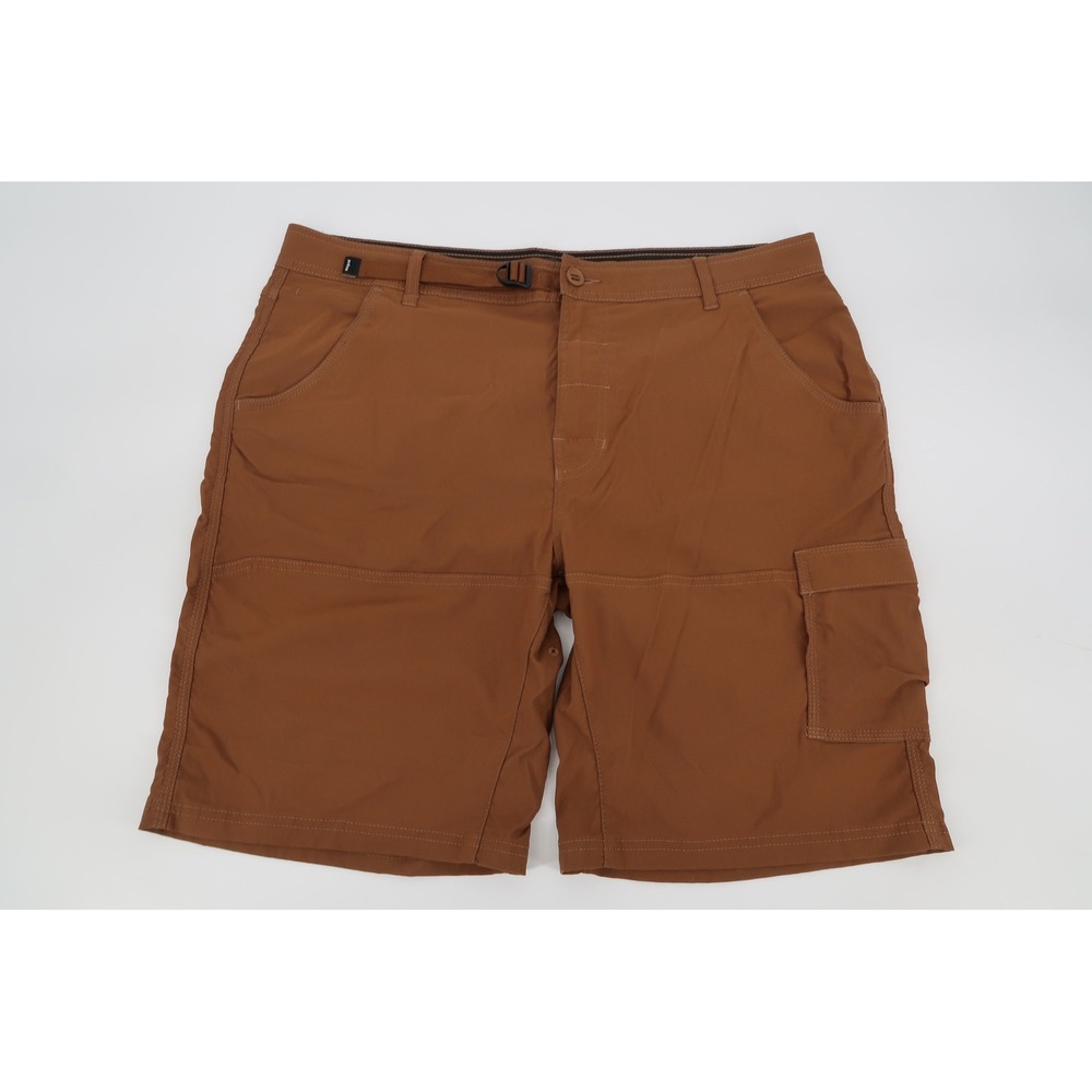prAna Stretch Zion Cargo Shorts II Mens 38 Brown Hiking Outdoor 10" Inseam
